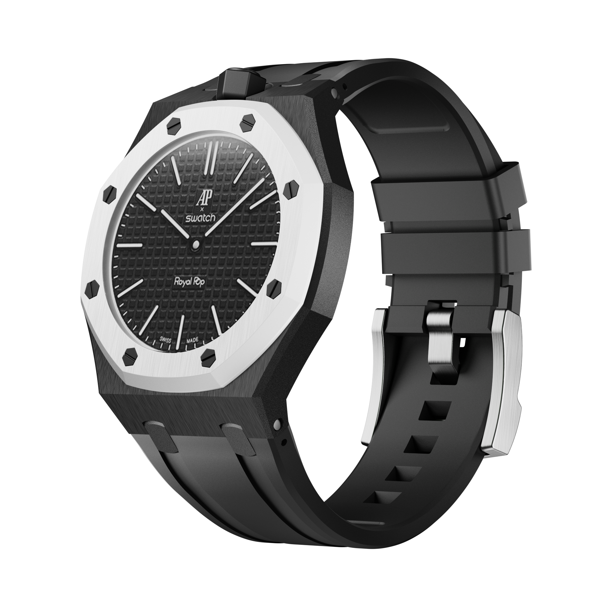 Silikonkautschukarmband für AP x Swatch Royal Pop Ocho Negro