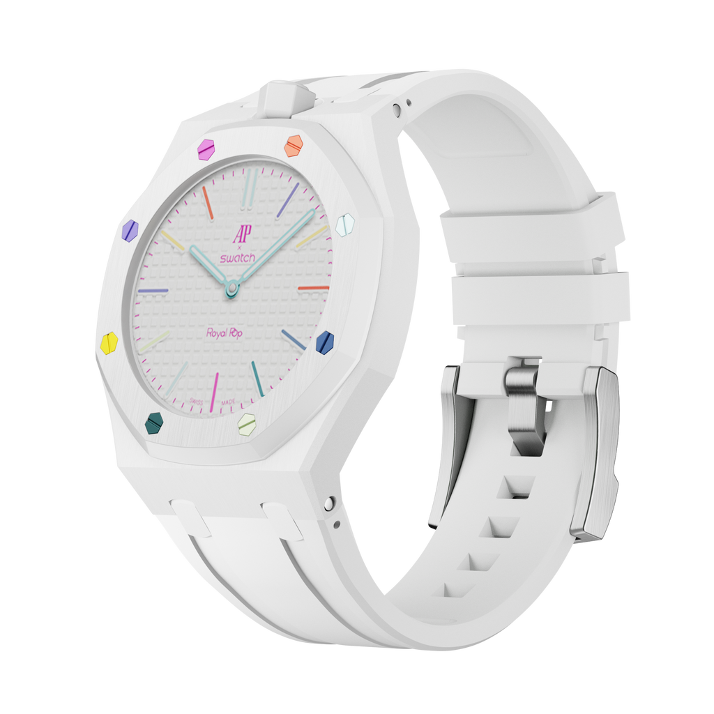 Silikonkautschukarmband für AP x Swatch Royal Pop Huit Blanc