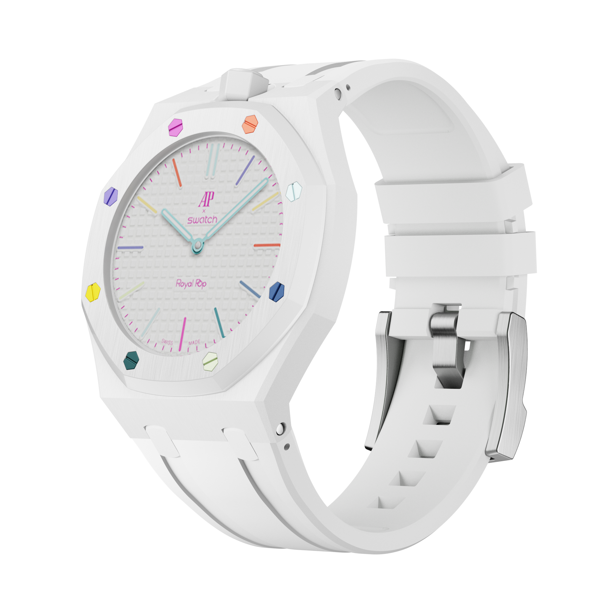 Silikonkautschukarmband für AP x Swatch Royal Pop Huit Blanc