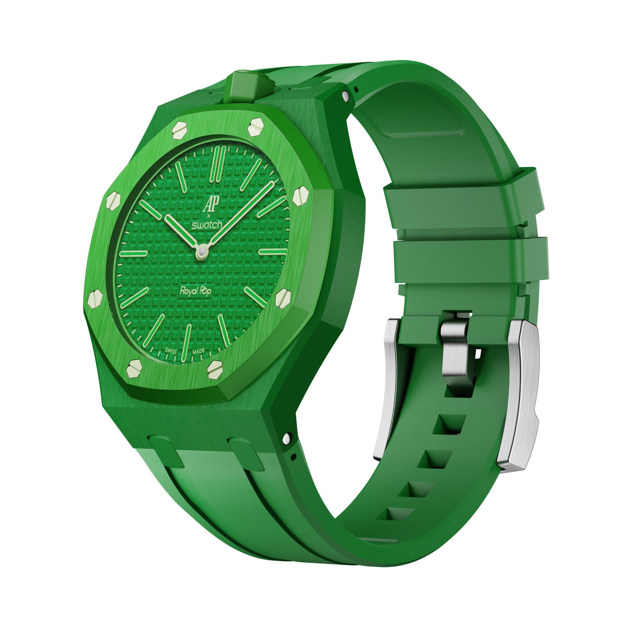 Silikonkautschukarmband für AP x Swatch Royal Pop Green Eight