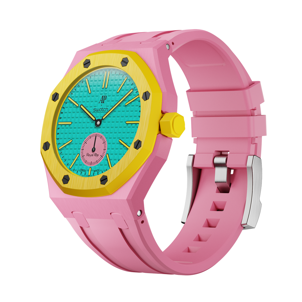 Silicone Rubber Strap For AP x Swatch Royal Pop Otg Roz